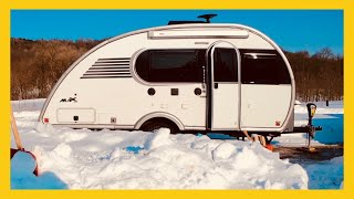 Winter camping in RV ♥ COLD amp DEEP SNOW Adventure [upl. by Asilim]