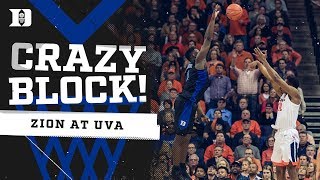 Zion Williamson INSANE Block at UVA [upl. by Sackman172]