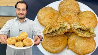 Lahori Qeema Kachori Recipe  Bazari Multilayer Puffy Keema Kachori [upl. by Russi]