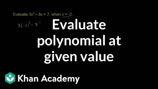 Evaluating a polynomial at a given value  Algebra I  Khan Academy [upl. by Backler]