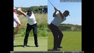 Jon Rahm golf swing  Long Iron faceon amp downtheline July 2017 [upl. by Milburr]