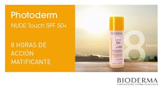 Protector Solar Photoderm Nude Touch SPF 50 Efecto Matificante durante 8 Horas  BIODERMA [upl. by Einnus]