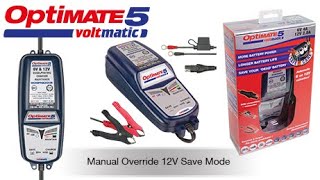 OptiMate 5 VoltMatic EN Manual Override 12V Save Mode [upl. by Cahan]