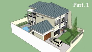 Sketchup tutorial house building Part 1 [upl. by Garneau876]