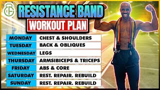 FULL WEEK WORKOUT PLAN AT HOME WITH RESISTANCE BAND  FITBEAST [upl. by Aseeram]