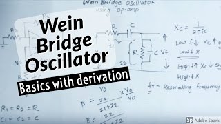 WEIN BRIDGE OSCILLATOR using opamp  HINDI  Derivation of wein bridge oscillator with basics [upl. by Haeel]