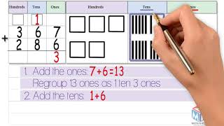 3digit addition regroup ones and tens Grade 2 [upl. by Annaohj]