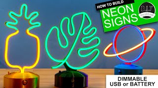 How To Make DESKTOP NEON SIGNS  3D Printable Battery or USB powered amp Dimmable [upl. by Anirahs]