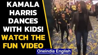 Kamala Harris dances with the kids Video goes viral watch the video  Oneindia News [upl. by Hafeetal]