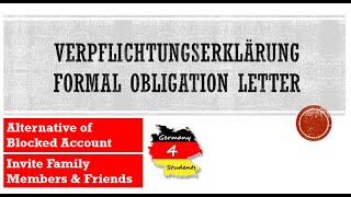 Verpflichtungserklärung  Alternative of Blocked Account for Student Visa Formal Obligation Letter [upl. by Yasdnyl]