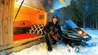 Solar Heated Snowmobile Camper Journey  Solo Winter Camping in my quotSled Cabinquot [upl. by Ursa878]