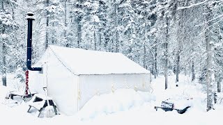 35C EXTREME COLD WINTER CAMPING in a HOT TENT [upl. by Rik]