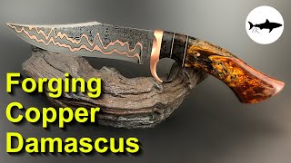 Forging a Copper Damascus Bowie Knife [upl. by Belia]