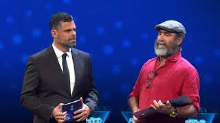 Eric Cantona Gives Interesting Acceptance Speech At UCL Draw [upl. by Duaner]