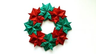 How to make an Origami Christmas Wreath [upl. by Attennek]