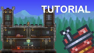 Terraria How to build a castle  Terraria Building Tutorial [upl. by Jasisa]