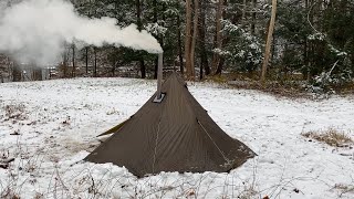 100 Hot Tent On The Trail Multi Day Winter Storm Solo adventure [upl. by Ninette]