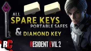 Resident Evil 2  Finding Both SPARE KEYS amp Diamond Key All Portable Safe Locations [upl. by Nitfa]