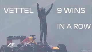 Sebastian Vettel  9 F1 Wins In A Row [upl. by Elamor]