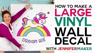 Make a Large Vinyl Wall Decal  How to Cut Larger Than Mat on a Cricut [upl. by Ssitnerp]