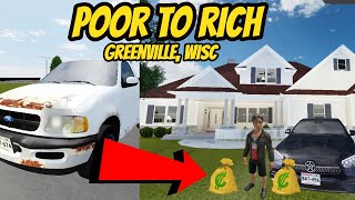 Greenville Wisc Roblox l Poor to Rich RP NEW CAR JOB HOUSE GV [upl. by Trefor]