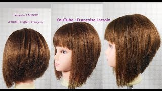 Coupe carré plongeant dégradé frange  LayeredA Line Bob haircut BangsCorte en capas Bob franja [upl. by Wendelina]