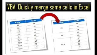 VBA Quickly Merge Cells with Same Values in Excel [upl. by Kenrick]