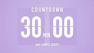 30 Min Countdown Flip Clock Timer  Simple Beeps 🫐 🔔 [upl. by Pedaiah490]