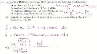 54 a and b Design a Butterworth lowpass filter that meet specications [upl. by Adianez]