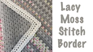 Simple Crochet Lacy Moss Stitch Border easy amp pretty [upl. by Gairc]