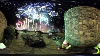 Fireworks at Edinburghs Hogmanay 360degree video [upl. by Yelyab]