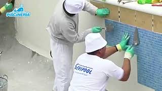 INSTALACIÓN DE MOSAICO PARA MANTENCIÓN DE PISCINA  PISCINERIA [upl. by Ishmul]