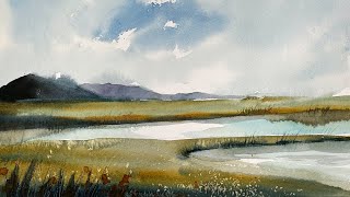 Simple Watercolour Landscape Painting Using Only One Brush [upl. by Yanrahs487]