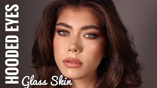 How To Apply Makeup on Hooded Eyes amp Glass Skin Tutorial  Claudia Neacsu [upl. by Cichocki]