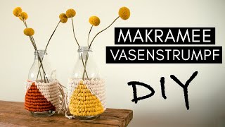 DIY Makramee Flaschendeko  Vasenstrumpf als Geschenkidee  Altglas Recycling Upcycling [upl. by Upali988]