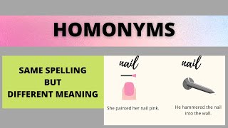 HOMONYMS  Explanation and Examples  Confusing English Words  Quick Vocabulary [upl. by Neevan]