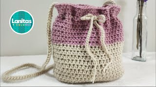 Bolso TEJIDO a CROCHET paso a paso puntos basicos  Lanitas y Colores [upl. by Milo64]