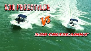 Quintrex 530 Freestyler vs 520 Cruiseabout full onwater comparison [upl. by Aleacem]