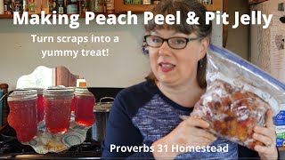 Making Peach Peel amp Pit Jelly for the freezer or the canner [upl. by Dnanidref]