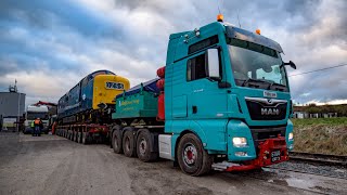 Train Truckers Allelys Heavy Haulage Loading and Hauling Deltic Locomotive D9009 “Alycidon” [upl. by Trevor]