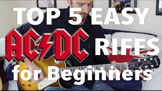 5 EASY ACDC Songs for Beginner Guitar [upl. by Annahsohs]