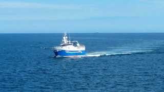 Rolling fishing vessel approaching Peterhead Harbour [upl. by Margie]