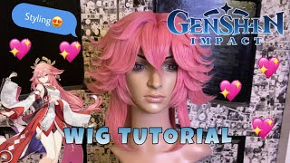 YAE MIKO WIG TUTORIAL  GENSHIN IMPACT [upl. by Kabab630]