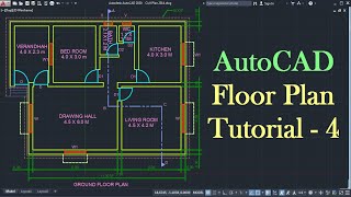 AutoCAD Floor Plan Tutorial for Beginners  4 [upl. by Dinse]