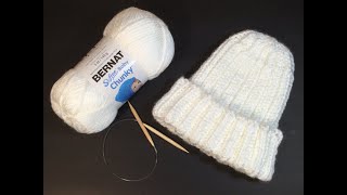 HOW TO KNIT  EASY RIBBED HAT  in the round [upl. by Adev]