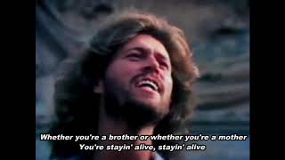 Bee Gees  Stayin Alive Lyrics [upl. by Marne]