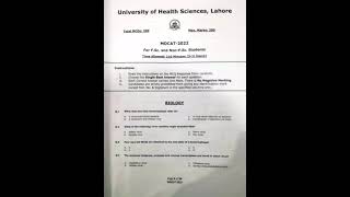 UHS MDCAT Paper 2022 [upl. by Yssak]