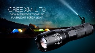 CREE XML T6 1LED 3800LM 5 Modes Zoom LED Flashlight Torch Light [upl. by Ecinreb]