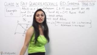 Example 13 Page No1416  Quadrilaterals RD Sharma Maths Class 9th [upl. by Anastos782]