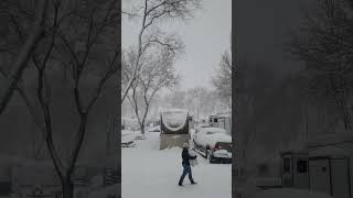 Winter camping Big snowstorm today in the RV park 2222023  Salt Lake City Utah [upl. by Thun]